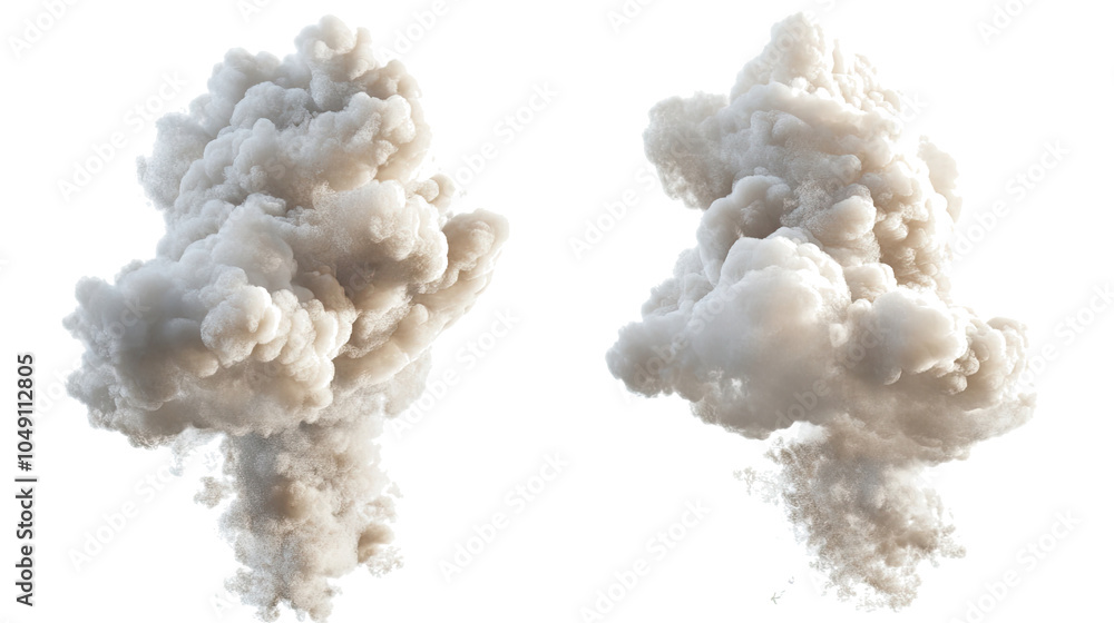 Poster moving cloud shapes set on transparent background for design generative ai