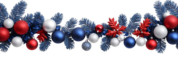 Merry Christmas decorative elements garland on transparent background, and happy New Year background gen. AI	

