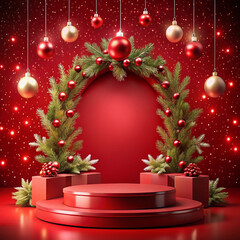 Christmas Ornament Wreath with Podium