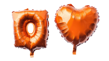 Heart-shaped Vibrant Orange Balloons in Isolation Generative AI