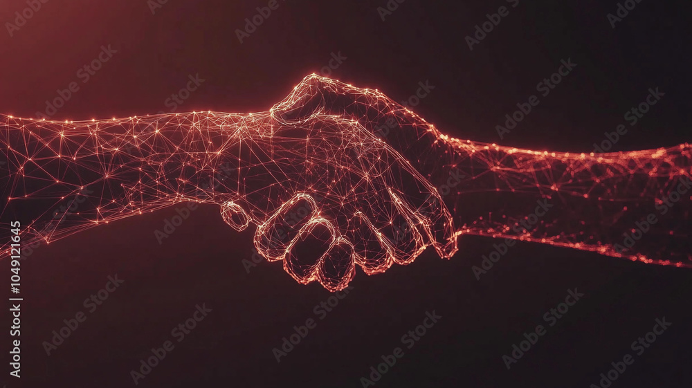 Aufkleber digital handshake representing trust and collaboration in a technological partnership during a futur