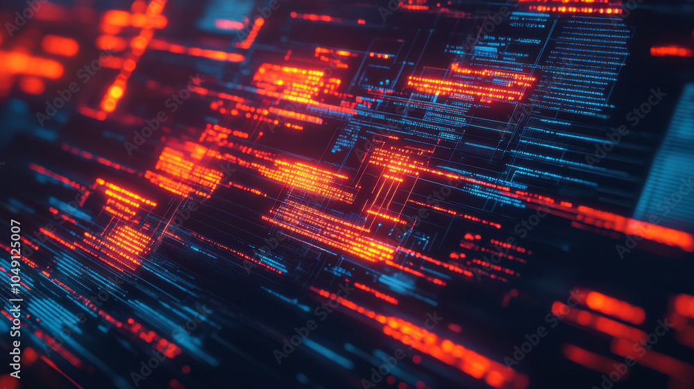 Aufkleber abstract digital data visualization with glowing lines and vibrant colors conveying a futuristic tec