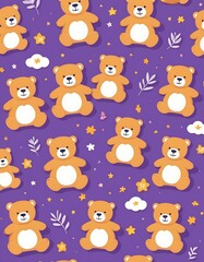 Seamless Pattern of Teddy Bear backdrop graphic child fun cartoon little bear baby bear pattern clothes