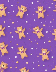 Seamless Pattern of Teddy Bear backdrop graphic child fun cartoon little bear baby bear pattern clothes