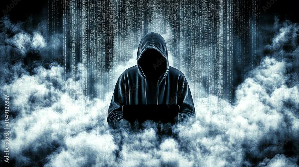 Poster computer user showing cloud computing diagram in hand cloud technology data storage network and inte