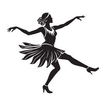 recommend clip art: 1920s Charleston Dancer silhouette  vector  black color white background 