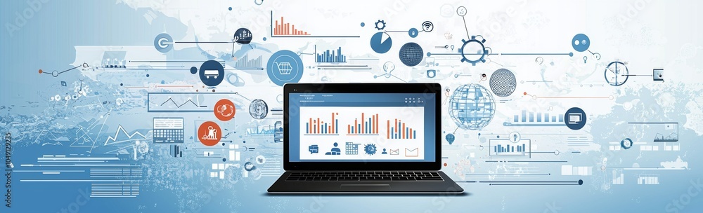 Poster concept of content marketing using a laptop computer on a desk