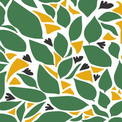 Colorful seamless pattern with autumn forest leaves and flowers