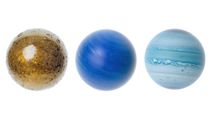 Neptune and Celestial Objects on Transparent Background Generative AI