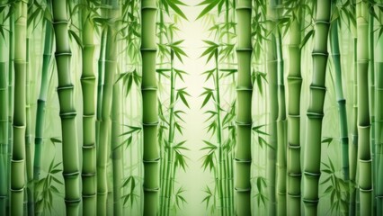 Obraz premium Bamboo forest artwork with lush green leaves on white