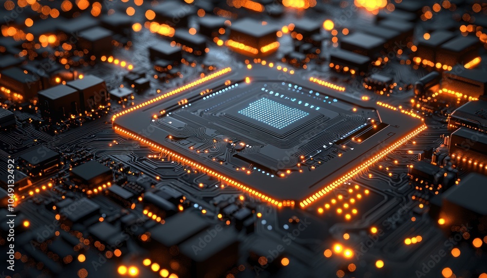Aufkleber Illuminated Circuit Board with a Central Processor
