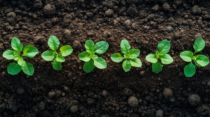 top view of small agricultural shoots