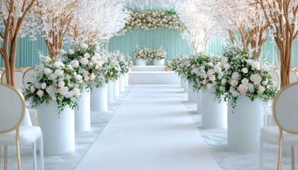 Elegant Winter Wedding Decor Ideas Soft Blues, Whites, and Greens Celebrate the Season's Colors with a Touch of Winter Wonderland Magic