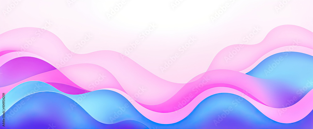 Poster abstract pink blue wavy shapes on white background soft pastel gradient modern minimalistic design
