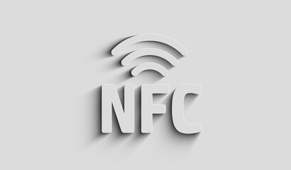 NFC wireless pay mobile technology symbol digital concept 3d illustration