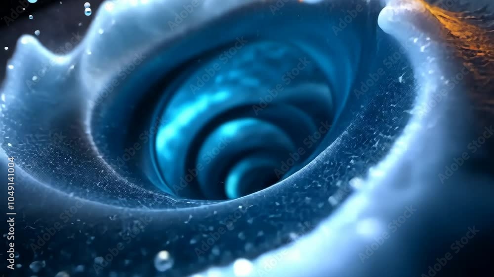 Poster abstract blue vortex with swirling patterns and glowing edges