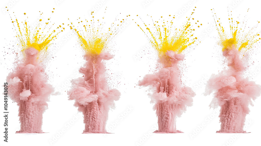 Poster vibrant ink splashes on transparent background generative ai