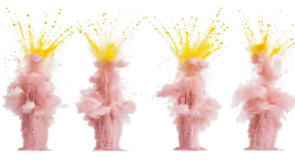 Vibrant Ink Splashes on Transparent Background Generative AI