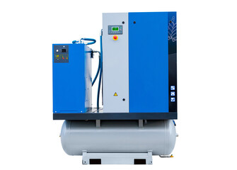 Professional air compressor machine with control panel and tank