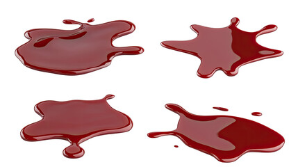 Fototapeta premium Set of Isolated Puddles of Blood on a Transparent Background Generative AI
