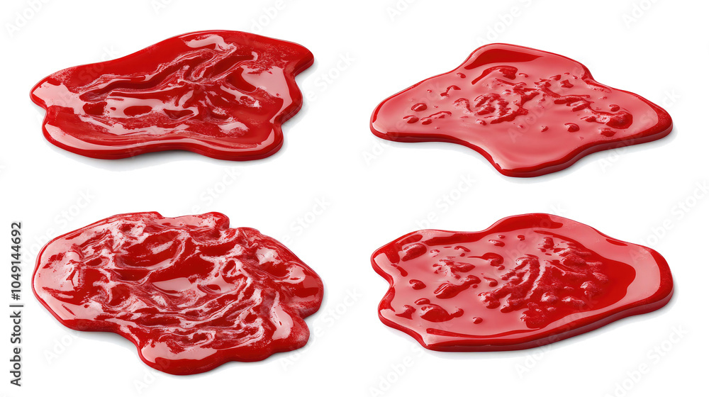 Aufkleber set of realistic puddles of blood isolated on a transparent background generative ai