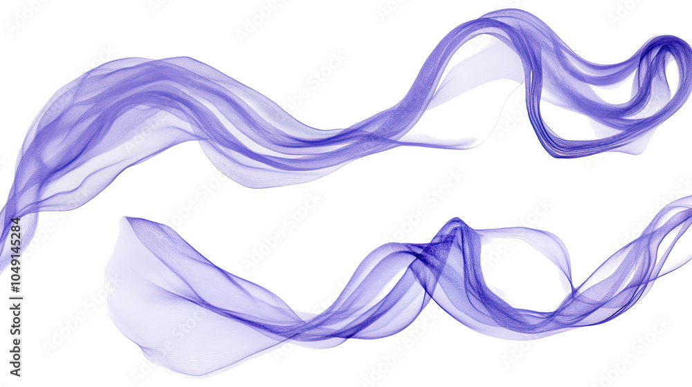 Poster flowing purple gradient fabric swirls on a transparent background generative ai