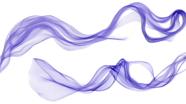 Flowing Purple Gradient Fabric Swirls on a Transparent Background Generative AI