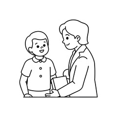 Teacher and child line art