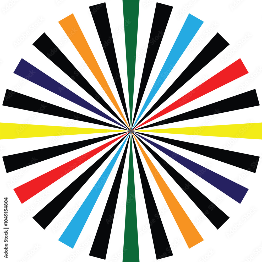 Poster colored line stripe inside the circle pattern on white background.
