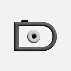 3D Letter D Logo with Camera icon suitable for digital companies