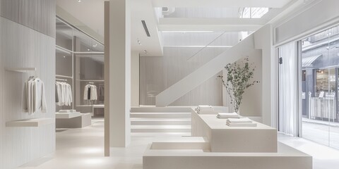 Obraz premium Minimalist fashion boutique interior with modern displays