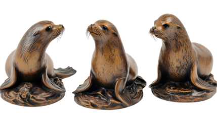 Beautiful Sea Lion Sculptures in a Charming Collection on Display Generative AI