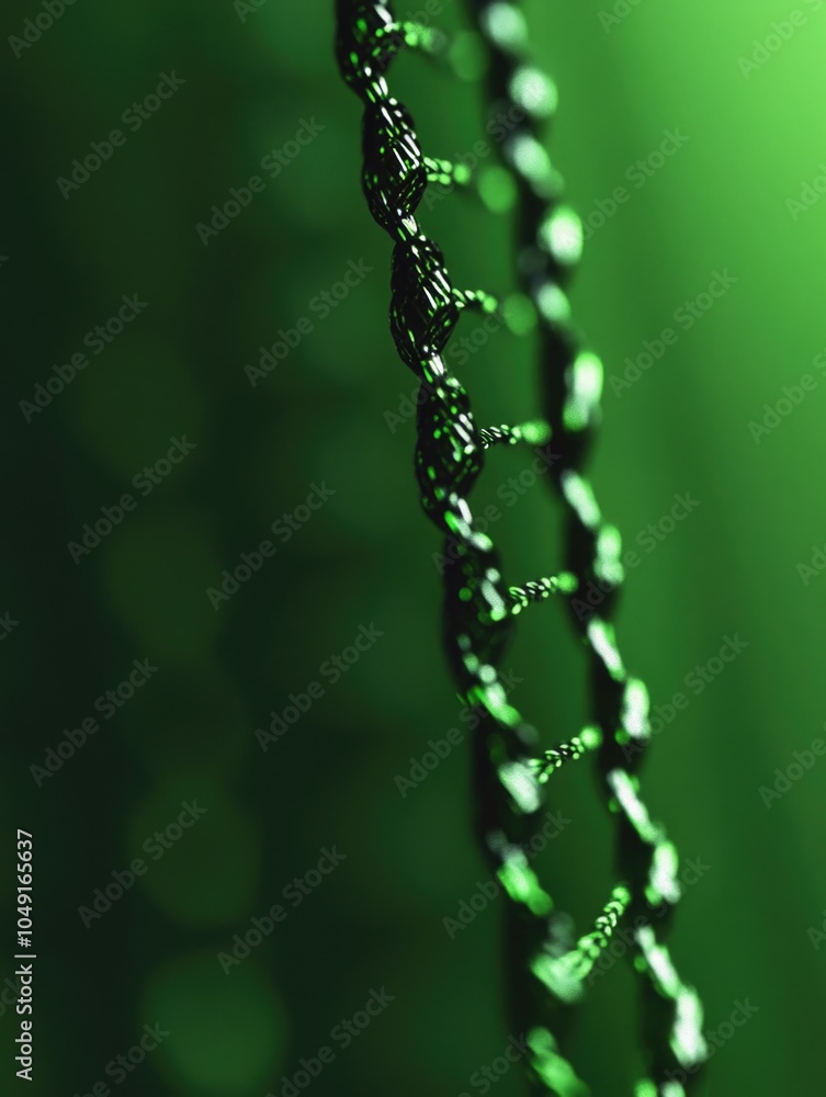 Poster green string with a pattern of dna. the image is of a close up of the string