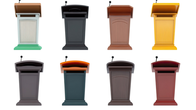 Assorted Speech Stands in Colors on Clear Background Generative AI