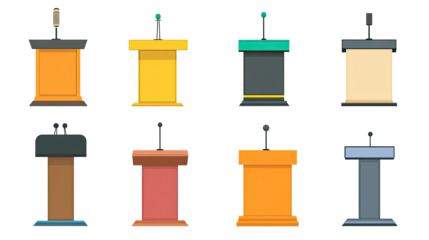 Colorful Speech Stands on Transparent Background Generative AI