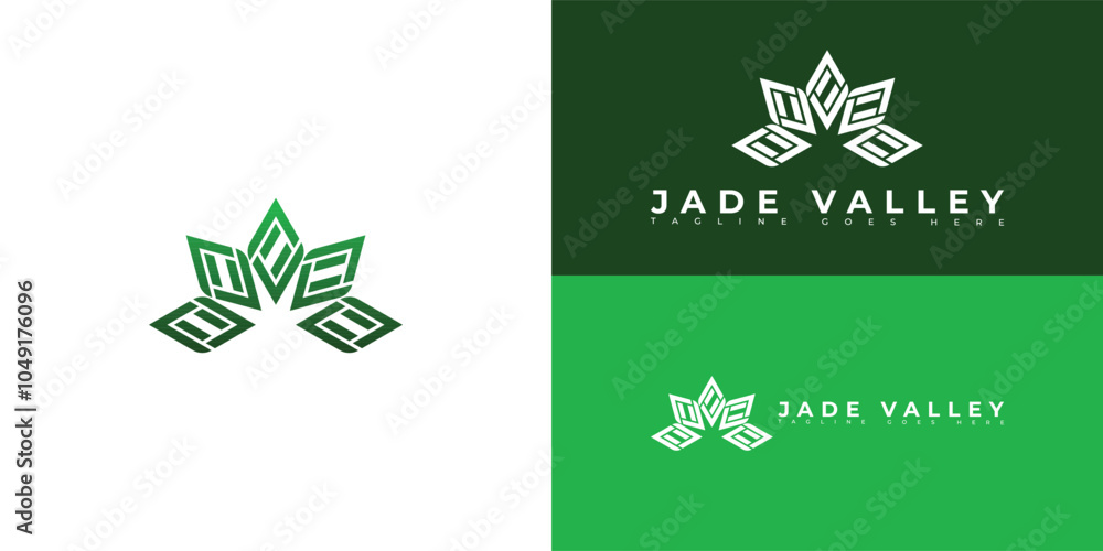 Aufkleber modern initial vector letter jv or vj logo in green color isolated on multiple background colors. th
