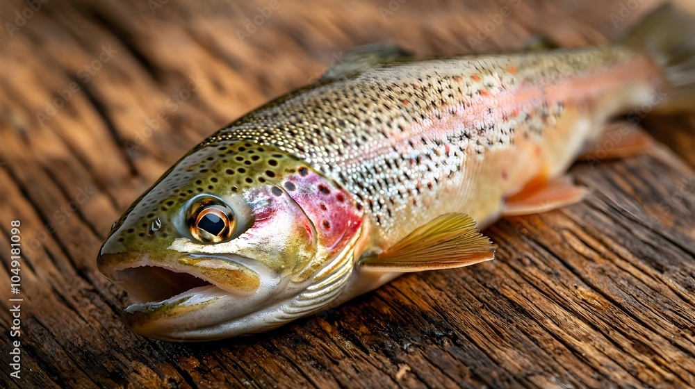 Aufkleber beautifully plated rainbow trout fillet arranged at an elegant angle showcasing the fish s vibrant c