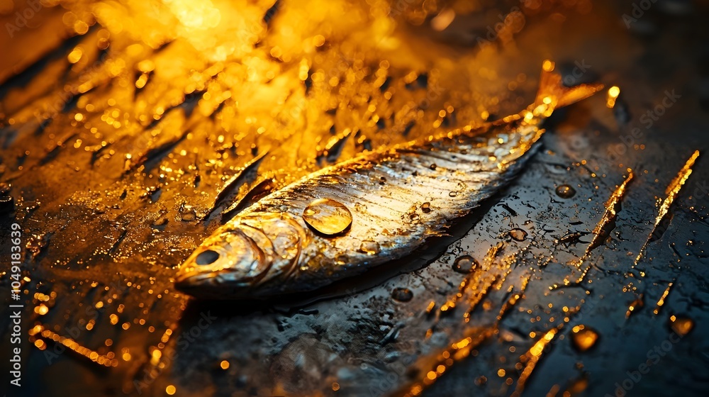 Aufkleber captivating anchovy fillet gleaming under soft illumination highlighting its delectable qualities an