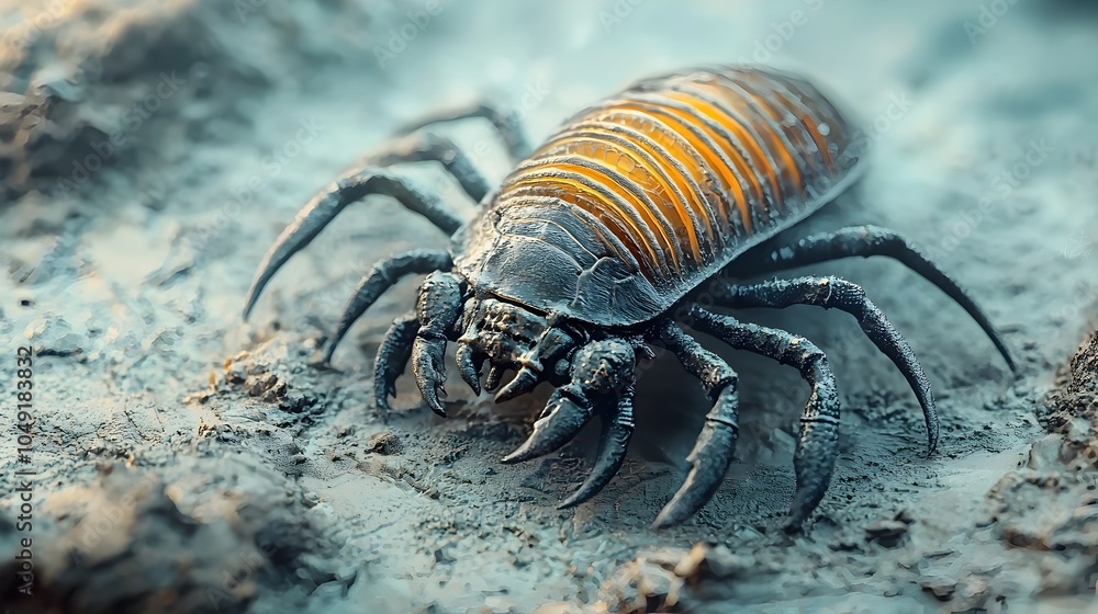 Poster captivating close up of an ancient trilobite fossil showcasing its remarkably intricate segmentation