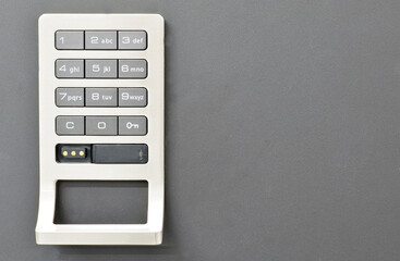 Digital combination number panel keypad safe locking mechanism security with copy space.