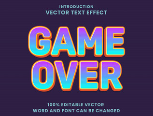 Editable text effect Game Over 3d cartoon template style premium vector