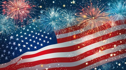 American Flag with Fireworks