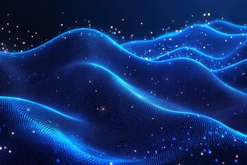 Fototapeta premium Abstract Blue Digital Wave with Glowing Particles