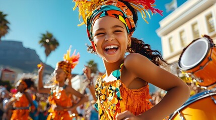 Naklejka premium Celebrate the vibrant atmosphere of a Freedom Festival in Cape Town South Africa with a stunning display of colorful street parades lively musical performances