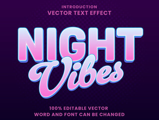 Editable text effect Night Vibes 3d premium vector