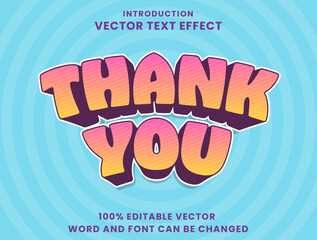 Editable text effect Thank You 3d Cartoon template style premium vector