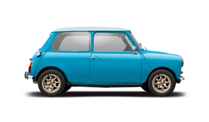 Classic British Μini car isolated on white background	