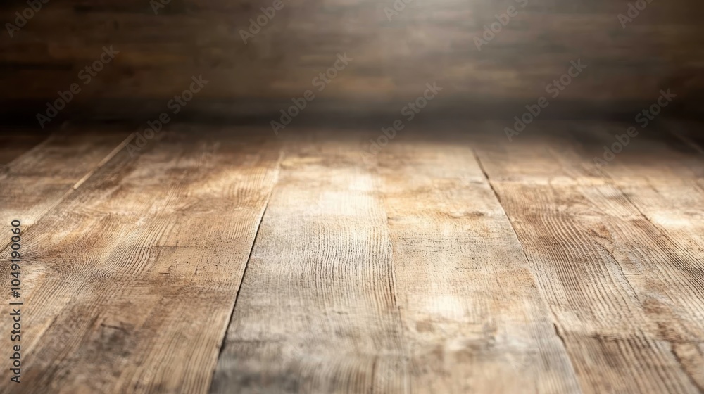 Aufkleber the image features a rustic wooden floor with visible grain patterns, illuminated by warm light, cre