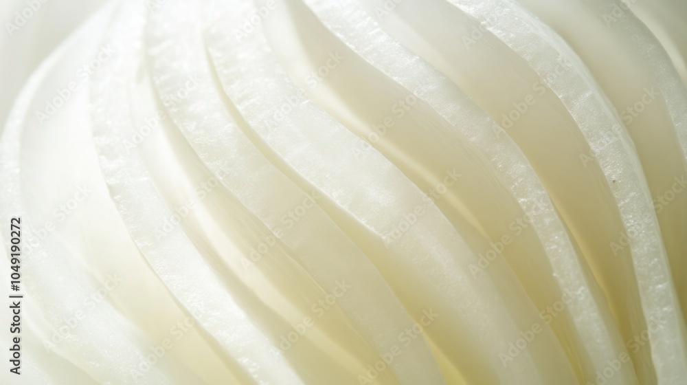 Poster fresh onion slice, showing the layers and subtle transparency of the vegetable