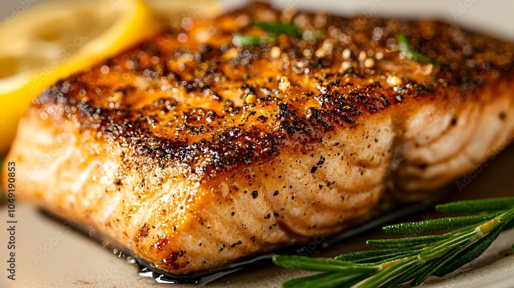 Aufkleber close up view of a marlin steak highlighting the intricate pattern and texture of the visible muscle